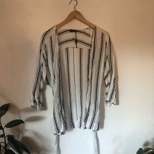Linen Striped Belted Jacket